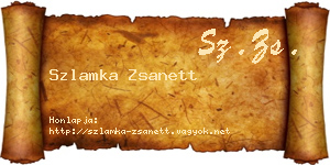 Szlamka Zsanett névjegykártya